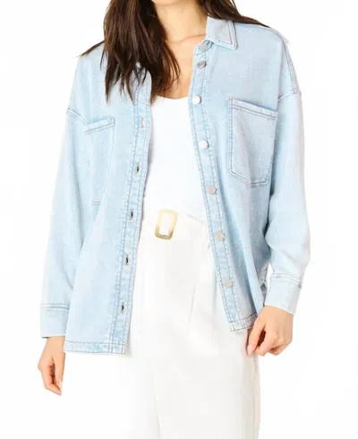 Dex Long Sleeve Knit Denim Jacket In Washed Light Blue