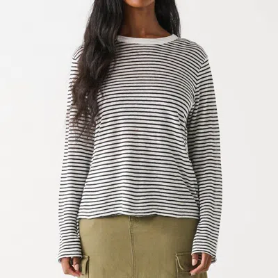 DEX LONG SLEEVE STRIPE TOP IN BLACK AND WHITE