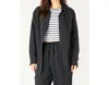 Dex Gauze Long Sleeve Button Down Blouse In Black In Black