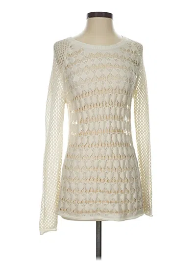 Pre-owned Dex Long Sleeve Top Ivory Crew Neck Tops