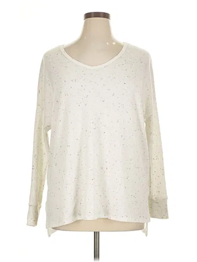 Pre-owned Dex Long Sleeve Top Ivory Crew Neck Tops In White