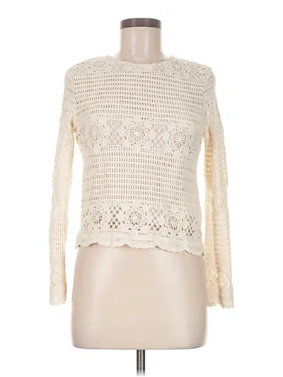 Pre-owned Dex Long Sleeve Top Ivory Mock Neckline Tops