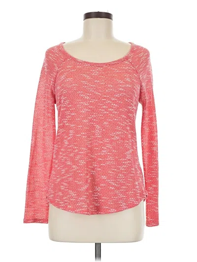Pre-owned Dex Long Sleeve Top Red Scoop Neck Tops