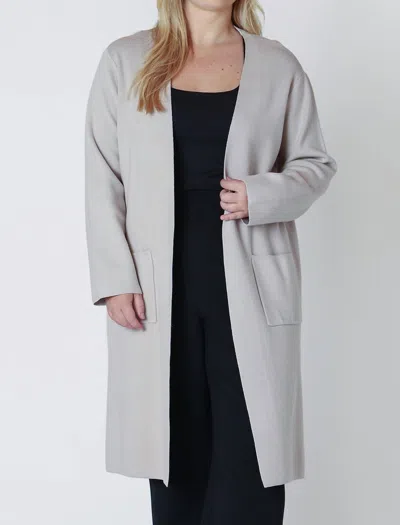 Dex Longline Open Cardigan - Plus In Cream Beige In Green