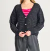 Dex Lurex Embellished Trim Cardigan In Black In Black