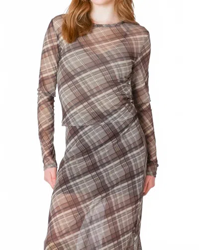 Dex Mesh Crewneck Top In Grey In Gray