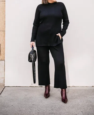 Dex Mockneck Ribbed Sweater In Black