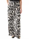 Dex High Waist Wide Leg Satin Pant In Black/cream Floral In Black