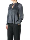 Dex Pintuck Blouse In Coal In Grey