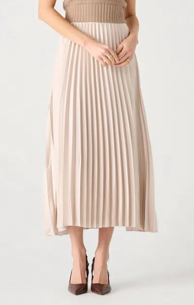 Dex Pleated Midi Skirt In Champagne In White