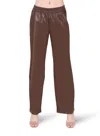 Dex Pull On Faux Leather Wide Leg Pants In Milk Chocolate Brown In Multi