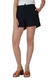 Dex Pull-on Gauze Cotton Shorts In Black In Black