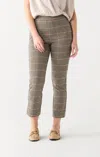 Dex Pull On Straight Knit Pant In Brown Houndstooth In Brown