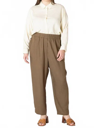 Dex Pull On Straight Leg Pant -plus In Olive Brown In Orange