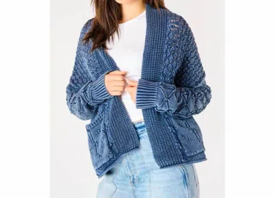 Dex Relaxed Fit Open Front Cardigan In Washed Indigo