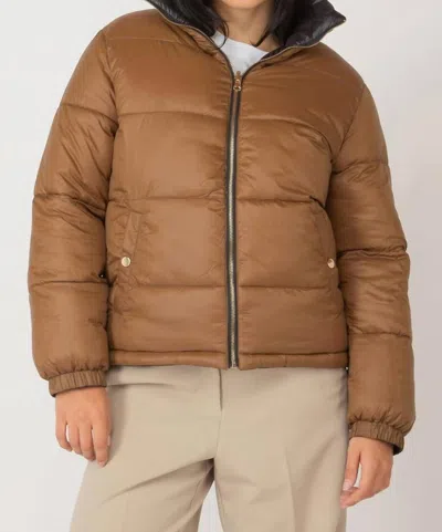 Dex Reversible Puffer Jacket In Brown/dark Brown
