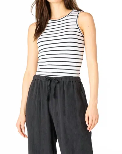 Dex Ribbed Stripe Tank Top In White/black In Multi