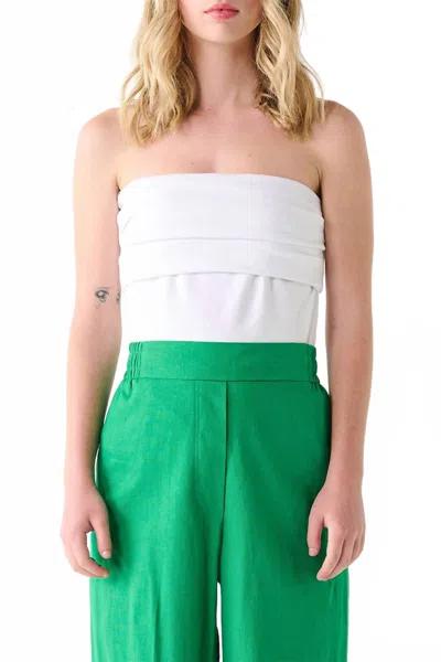 Dex Ruched Bandeau Top - Plus In White In Multi