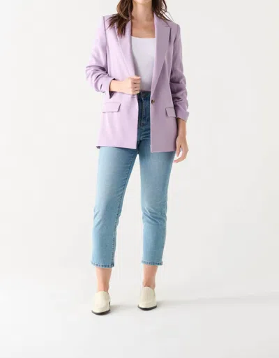 Dex Ruched Sleeve Blazer In Lavendar In Purple