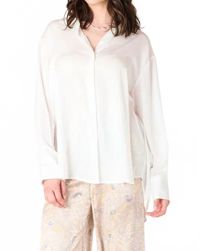 Dex Satin Button Down Blouse In White