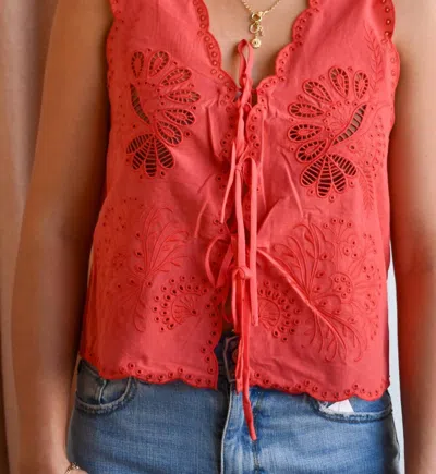 Dex Scarlet Tie Front Tank In Red
