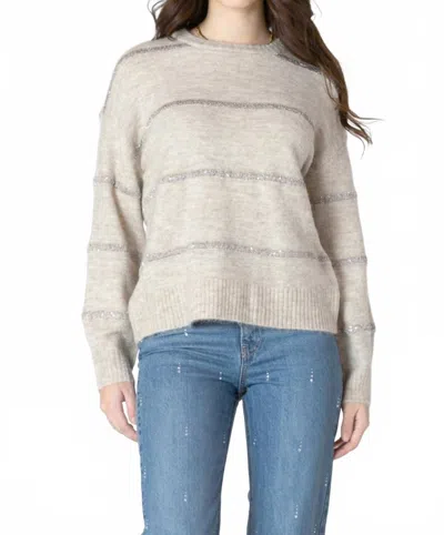 Dex Sequin Stripe Sweater In Light Oat In Gray
