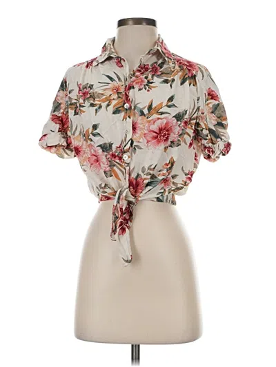 Pre-owned Dex Short Sleeve Blouse In Ivory