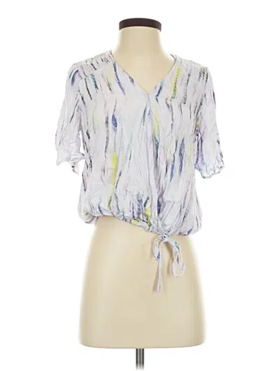 Pre-owned Dex Short Sleeve Blouse In Silver