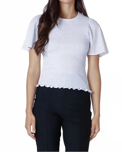 Dex Short Sleeve Smocked Top In White
