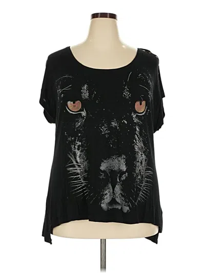 Pre-owned Dex Short Sleeve Top Black Keyhole Neckline Tops