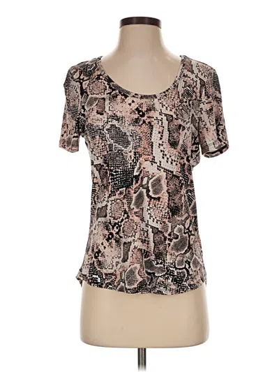 Pre-owned Dex Short Sleeve Top Brown Scoop Neck Tops