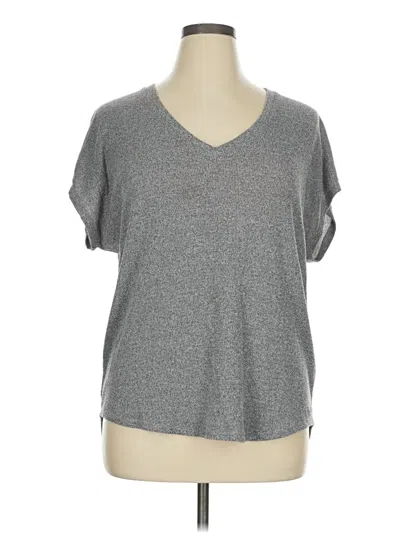 Pre-owned Dex Short Sleeve Top Gray V Neck Tops