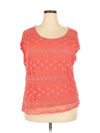 Pre-owned Dex Short Sleeve Top Orange Scoop Neck Tops