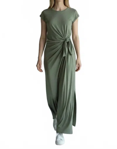 Dex Side Tie Midi Dress In Green