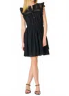 Dex Sleeveless Swiss Dot Mini Dress In Black In Black