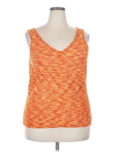 Pre-owned Dex Sleeveless Top Orange Scoop Neck Tops
