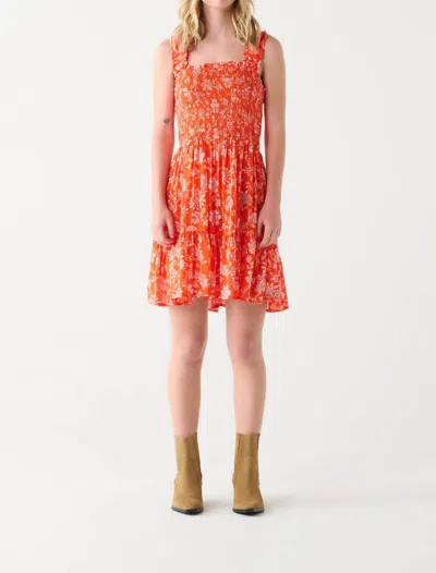 Dex Smocked Mini Dress In Orange In Pink