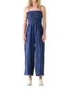 Dex Smocked Top Jumpsuit In Navy In Blue