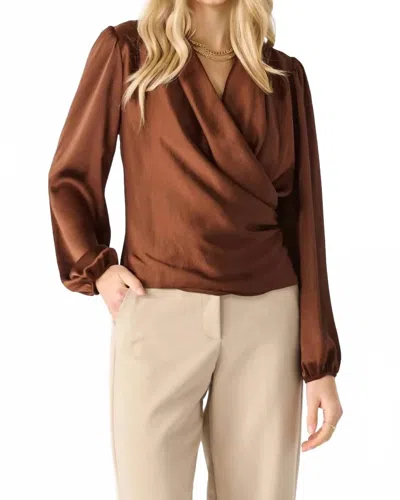 Dex Soft Wrap Blouse In Cognac In Green