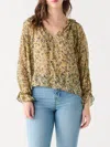 Dex Spic And Span Ruffle Blouse In Green Line Abstract In Multi