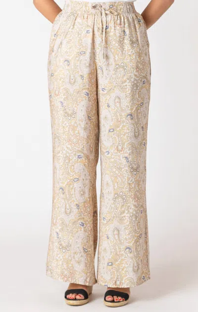 Dex Spring Paisley Wide Leg Flowy Pants In Beige In Sand