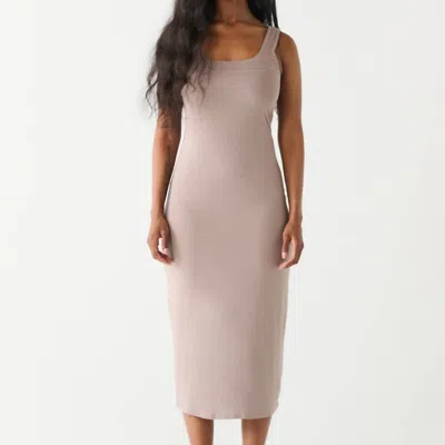 Dex Square Neck Camisole Dress In Stone In Neutral