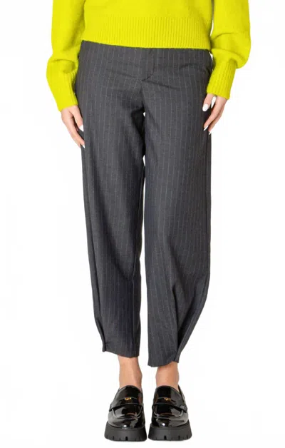 Dex Stripe Button Hem Pant In Charcoal In Gray