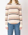 Dex Striped Ribbed Tee In Chestnut In Neutral
