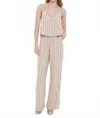 Dex Striped Wide Leg Pants In Taupe In Multi
