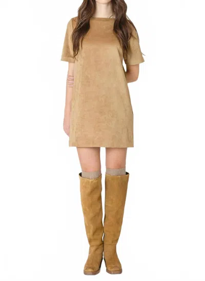 Dex Suede Shift Dress In Tan In Brown