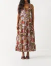 Dex Paisley Medallion Tiered Midi Dress In Brown In Multi