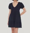 Dex V-neck Babydoll Dress In Black In Black