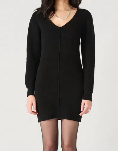 Dex V Neck Ribbed Sweater Dress In Black