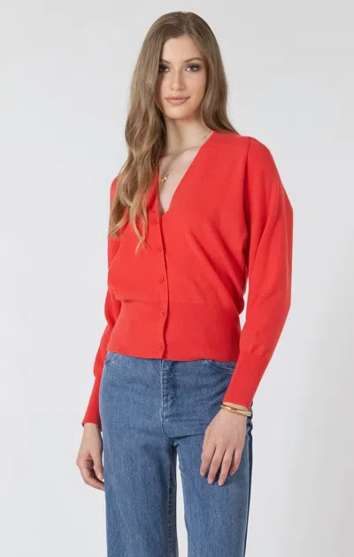 Dex V-neck Soft Knit Cardigan In Coral Crush In Multi